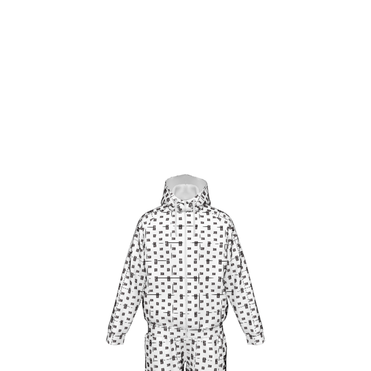 Custom Men's Zipper Hood Coat Top & Pants Set Without Pocket
