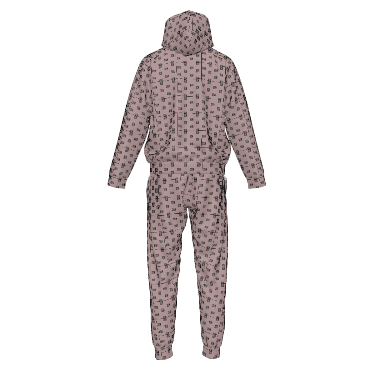 Custom Men's Zipper Hood Coat Top & Pants Set Without Pocket