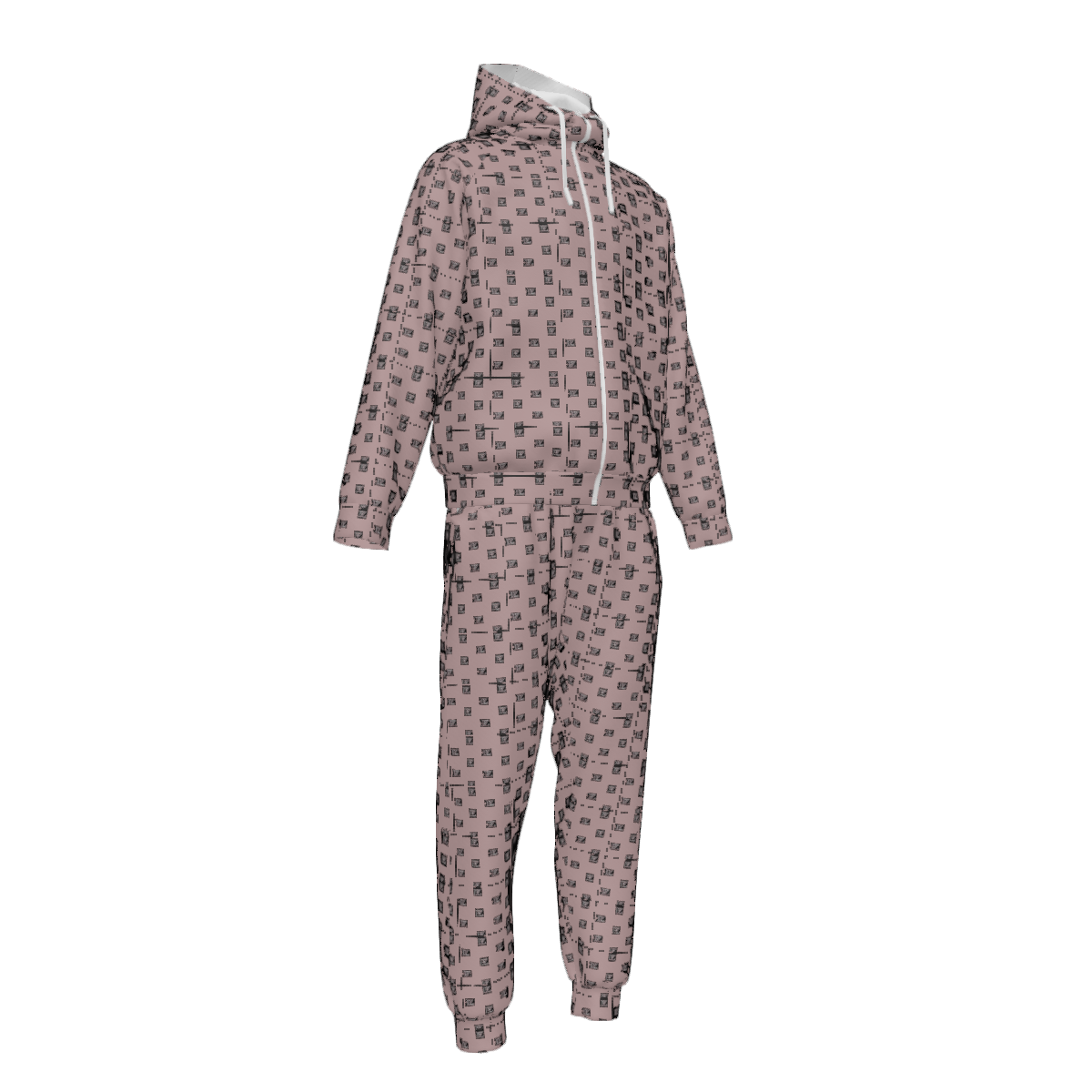 Custom Men's Zipper Hood Coat Top & Pants Set Without Pocket