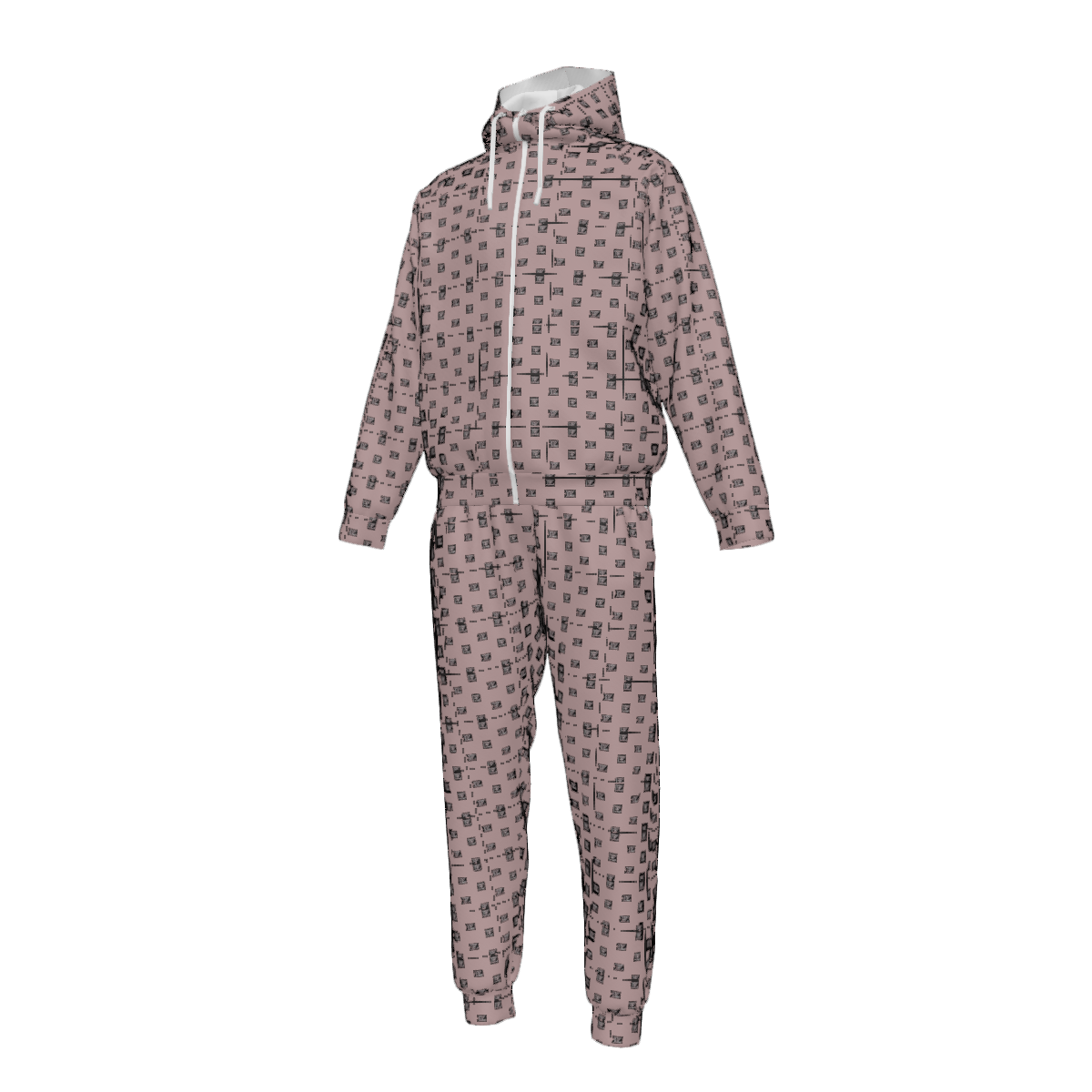 Custom Men's Zipper Hood Coat Top & Pants Set Without Pocket