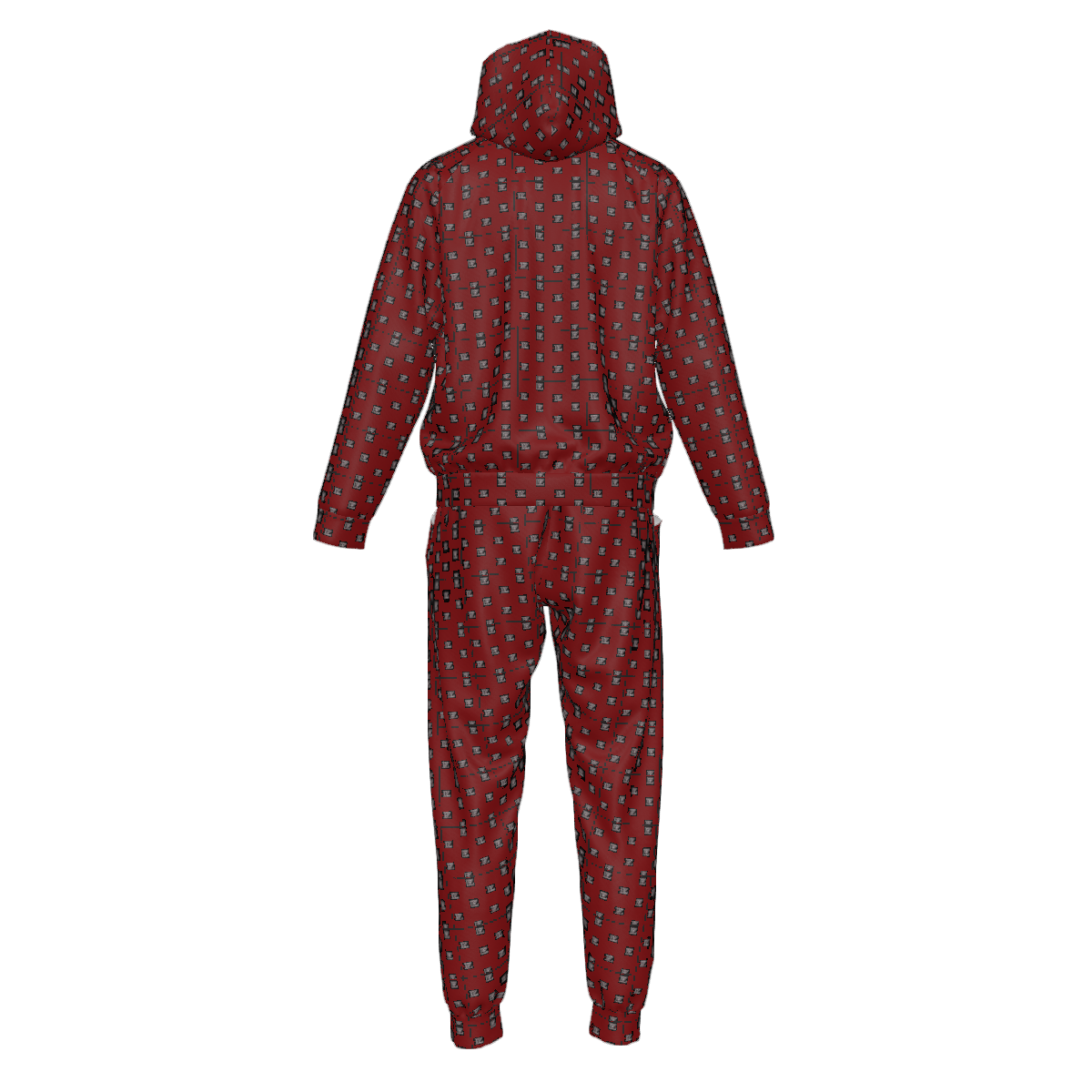 Custom Men's Zipper Hood Coat Top & Pants Set Without Pocket