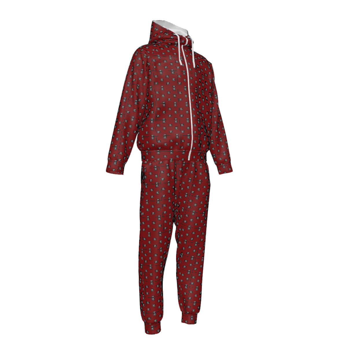 Custom Men's Zipper Hood Coat Top & Pants Set Without Pocket