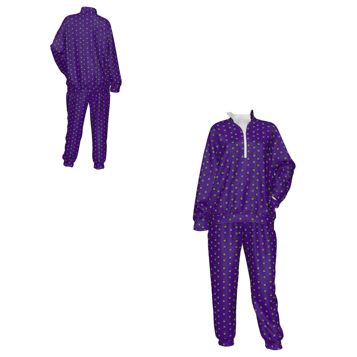 Custom Women's Lapel Sweatshirt Set with Pockets & Cuffed Ankles