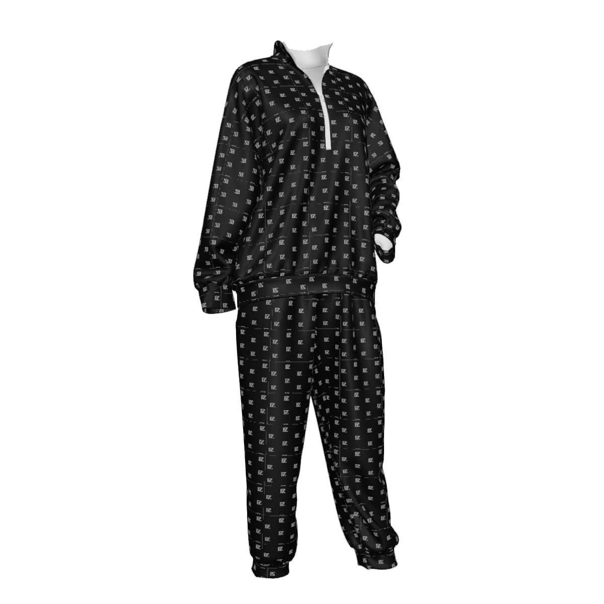 Custom Women's Lapel Sweatshirt Set with Pockets & Cuffed Ankles