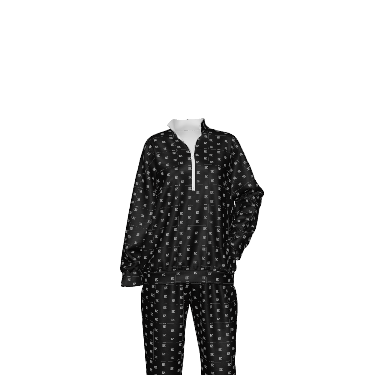 Custom Women's Lapel Sweatshirt Set with Pockets & Cuffed Ankles