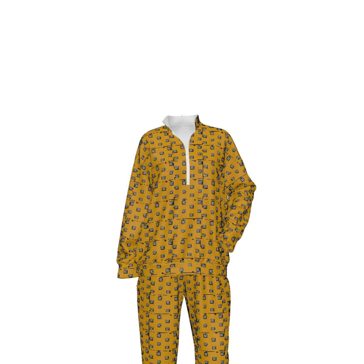 Custom Women's Lapel Sweatshirt Set with Pockets & Cuffed Ankles