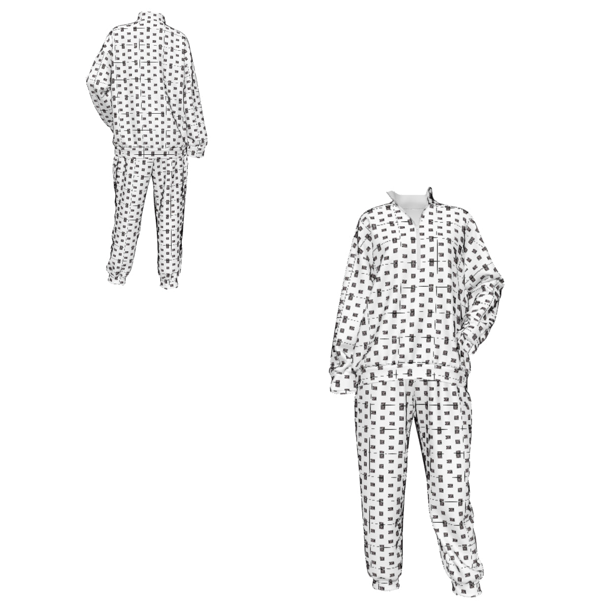Custom Women's Lapel Sweatshirt Set with Pockets & Cuffed Ankles