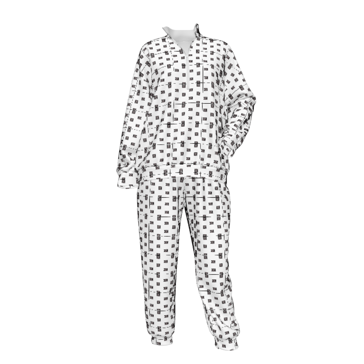 Custom Women's Lapel Sweatshirt Set with Pockets & Cuffed Ankles