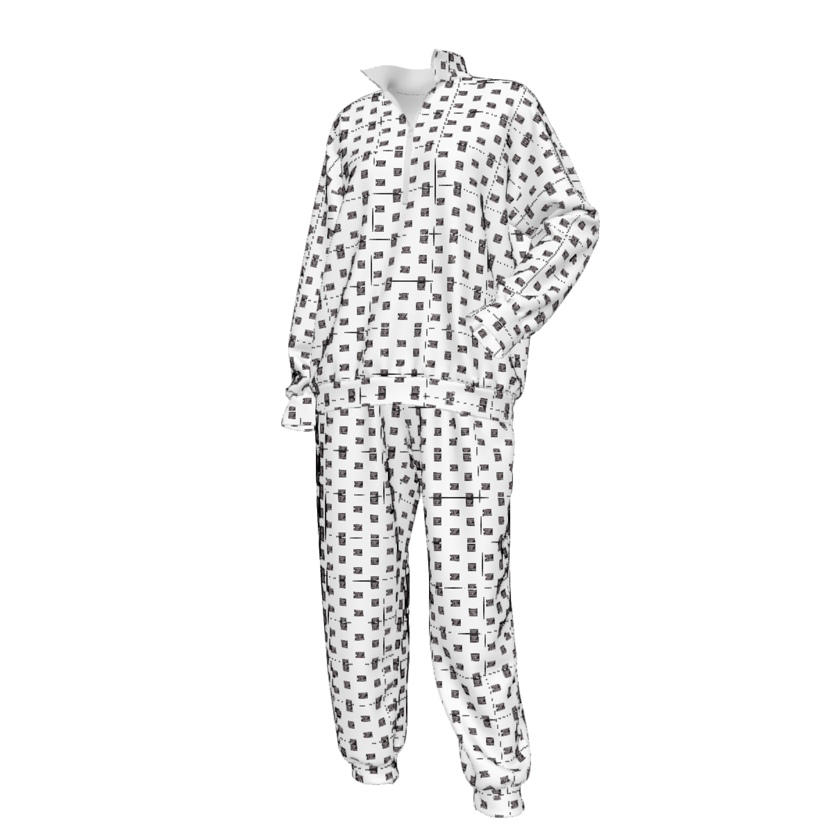 Custom Women's Lapel Sweatshirt Set with Pockets & Cuffed Ankles