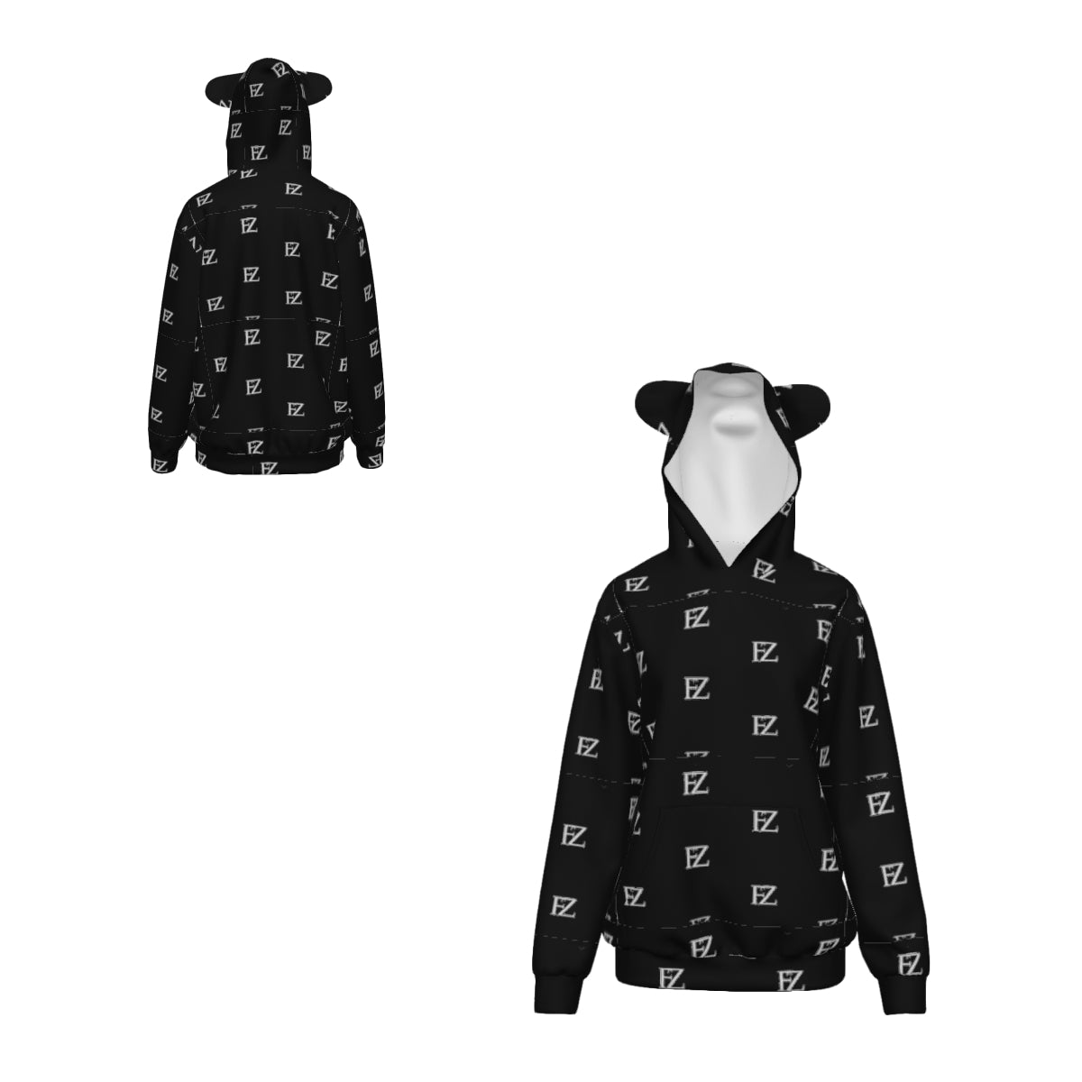 Custom Women's Adult cat ear hooded sweatshirt