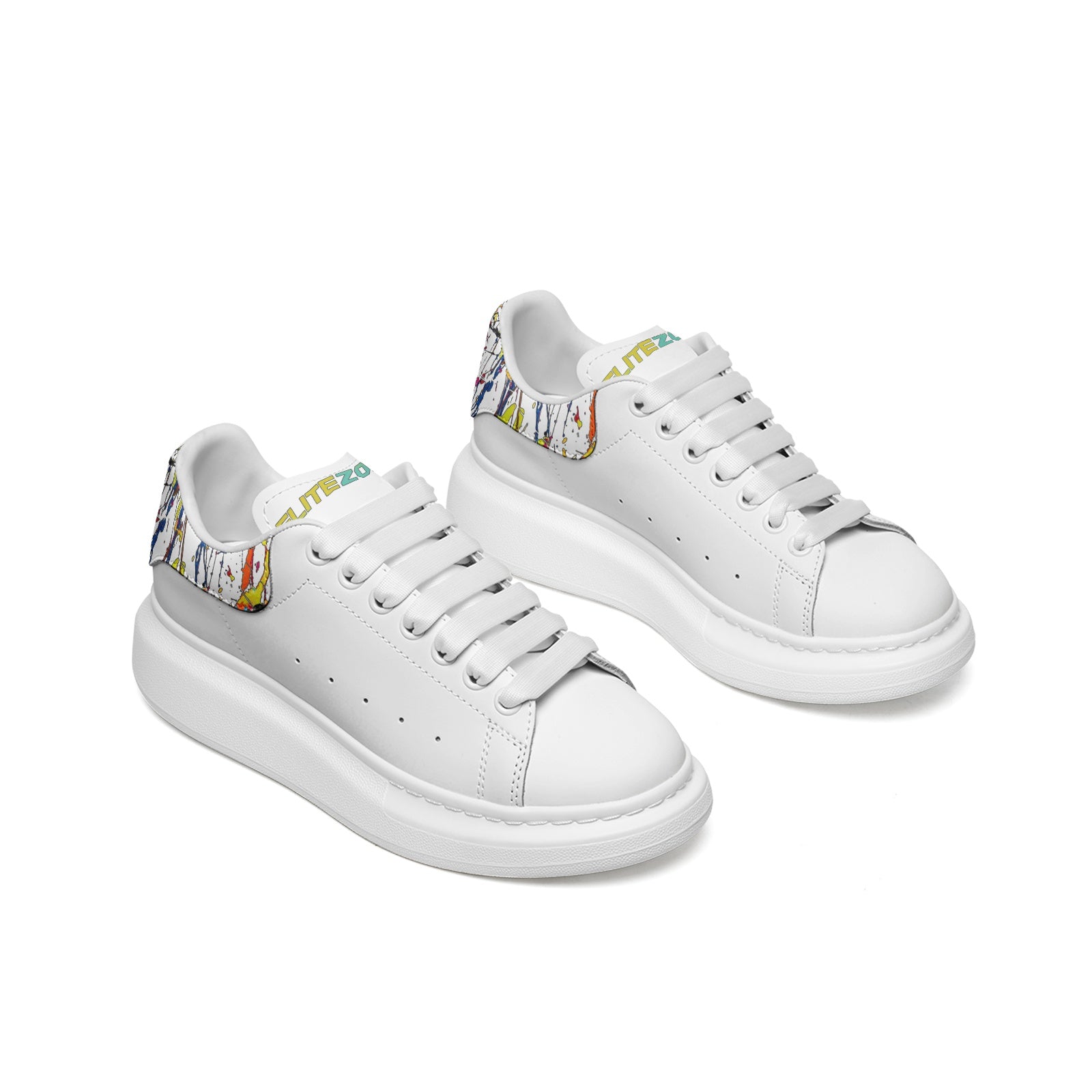 FZ Unisex Non Slip Lace Up Faux Leather Sneakers