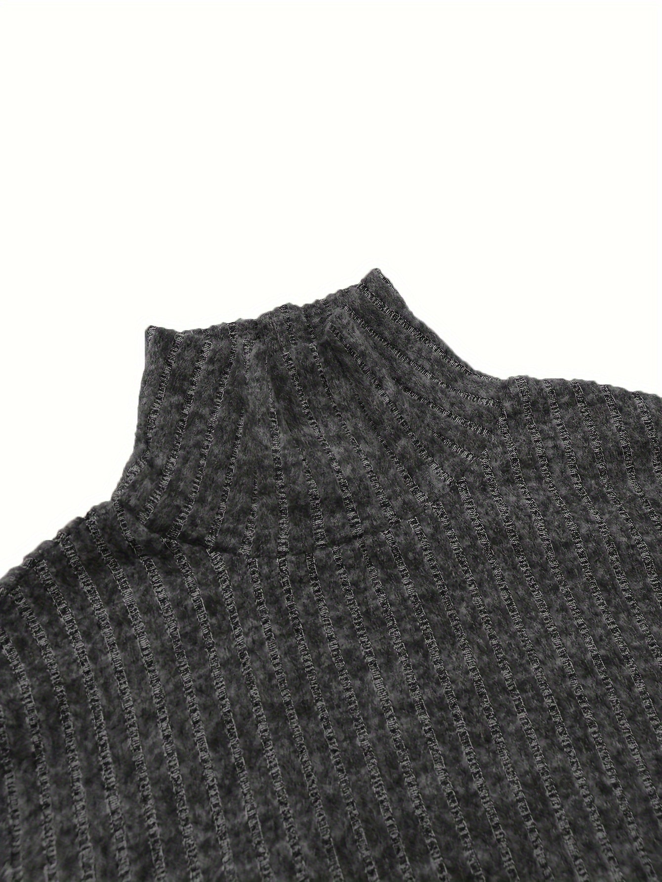 FZ Women's High Neck Stretchy Sleeve Side Slit Sweater Dress