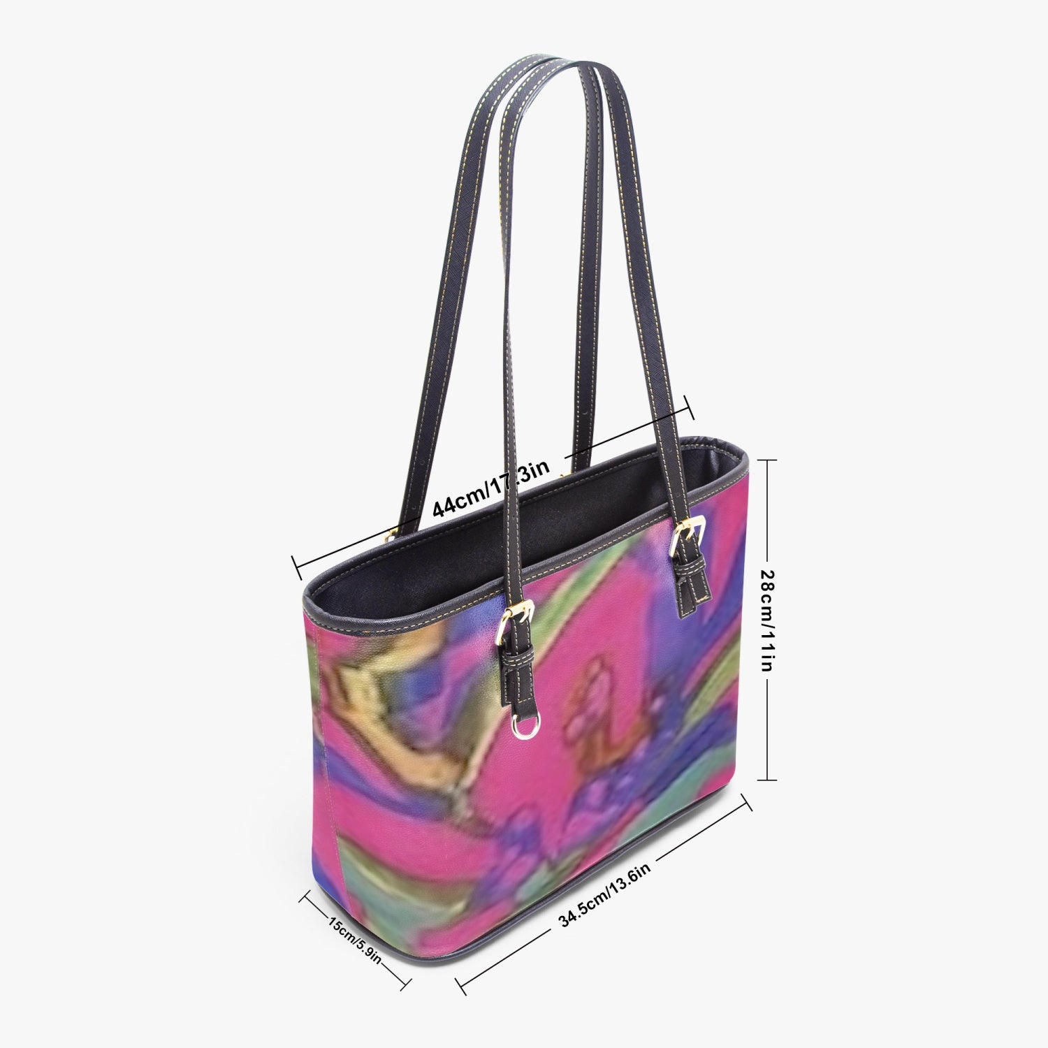 FZ African Flower Print Large Leather Tote Bag JetPrint