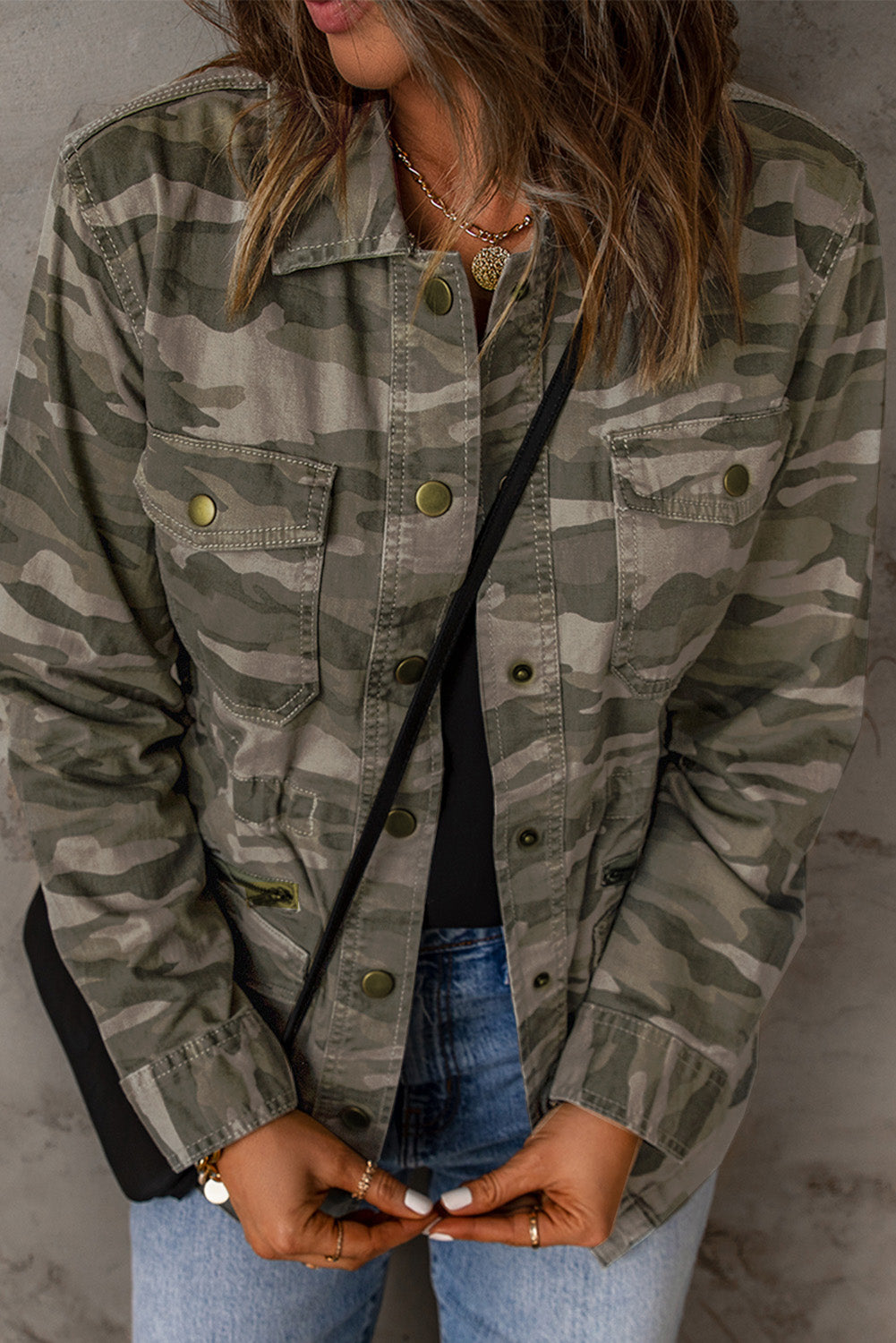 FZ Women's Green Camo Print Multi Pockets Jacket - FZwear