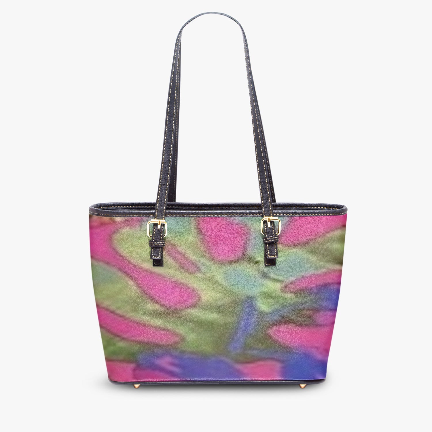 FZ African Flower Print Large Leather Tote Bag JetPrint