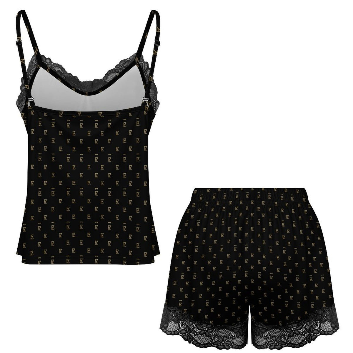 Custom Women Lace V Neck Spaghetti Strap Camisole Shorts Pajama Set
