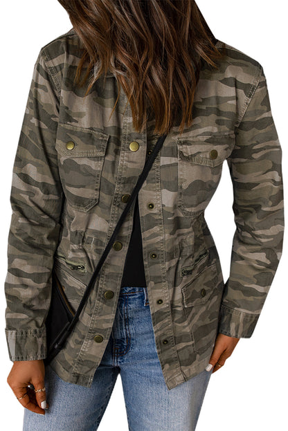 FZ Women's Green Camo Print Multi Pockets Jacket - FZwear