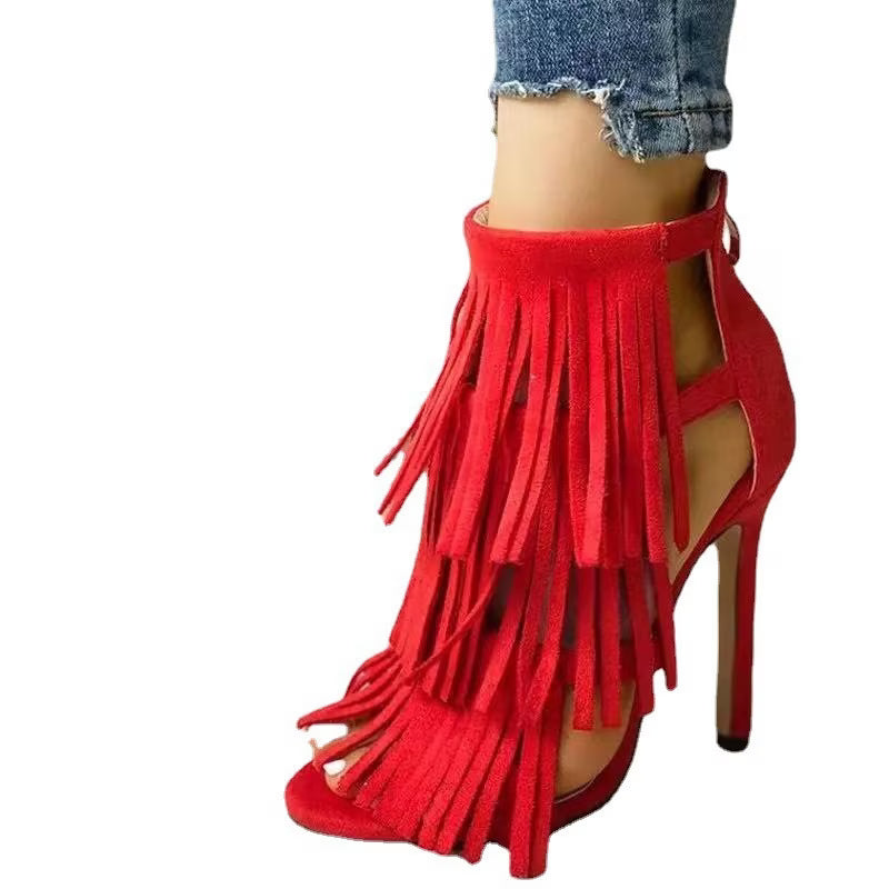FZ Women's American Style Tassel Peep-Toe Shoes