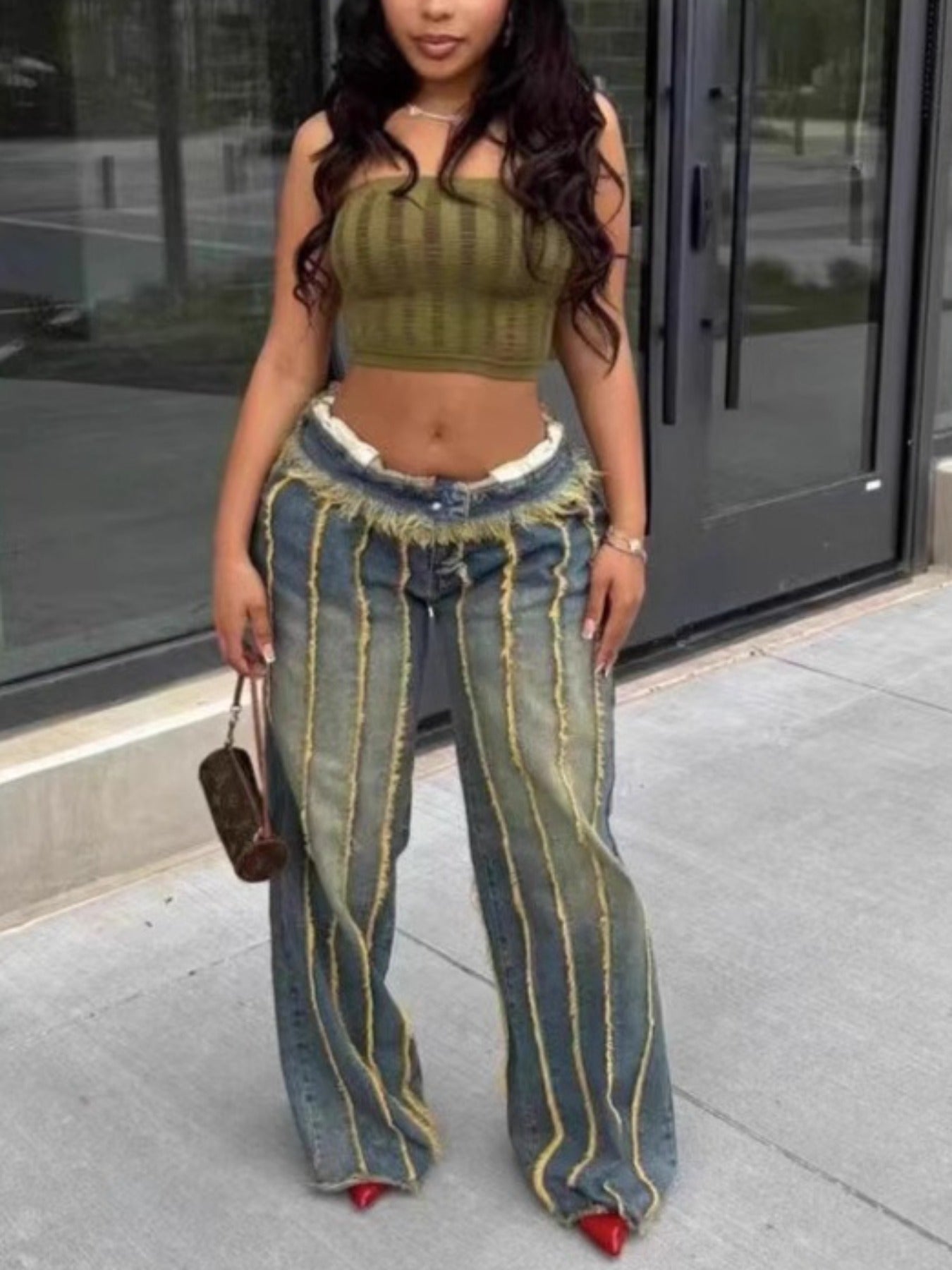 FZ Women's Stretch Slim Fit Straight Leg Non-See-Through Denim Pants