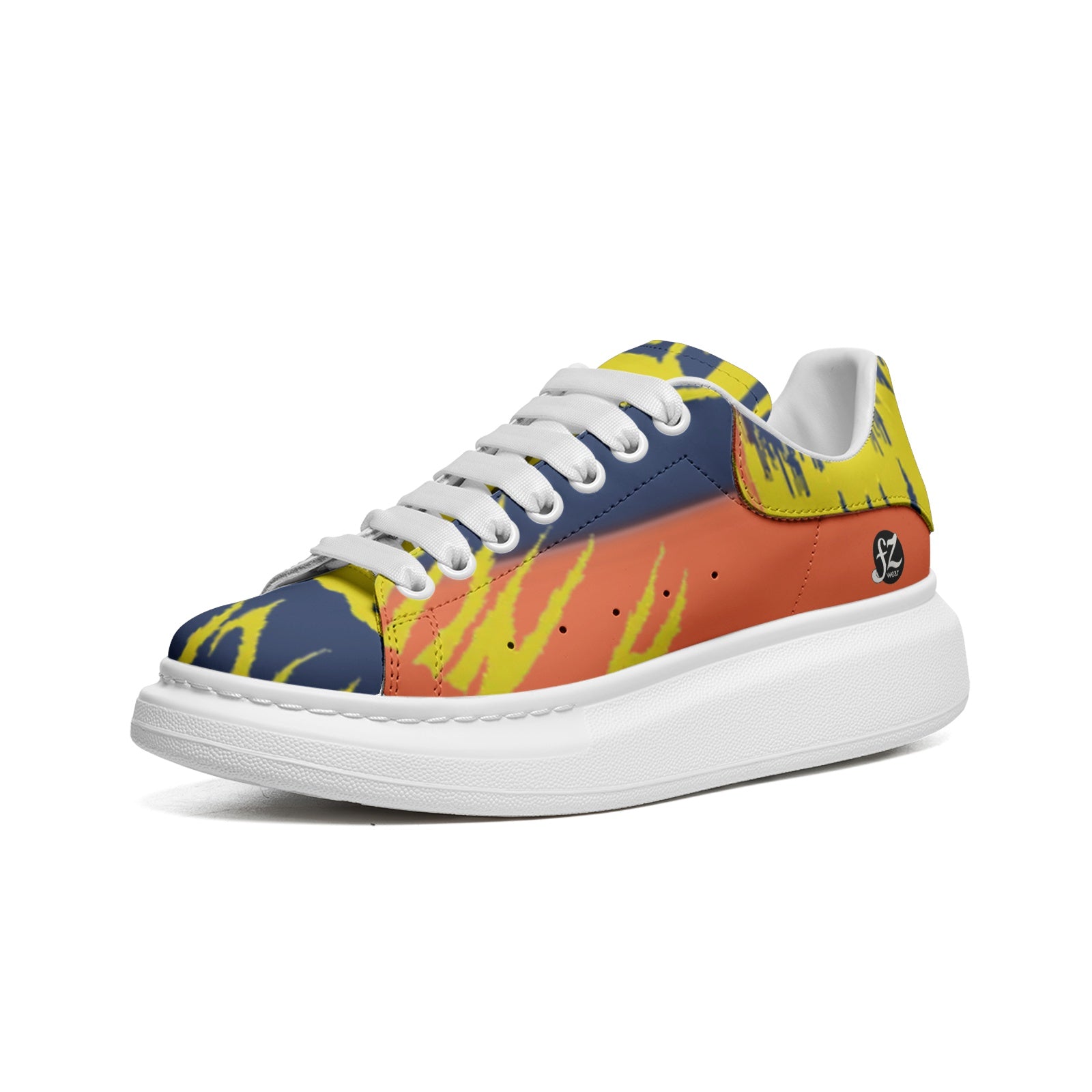 FZ Unisex Non Slip Lace Up Faux Leather Sneakers