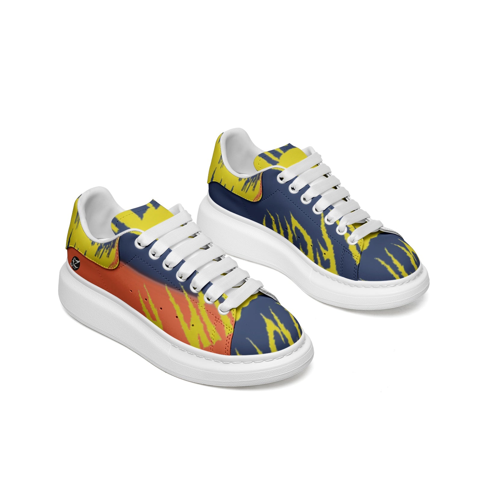 FZ Unisex Non Slip Lace Up Faux Leather Sneakers