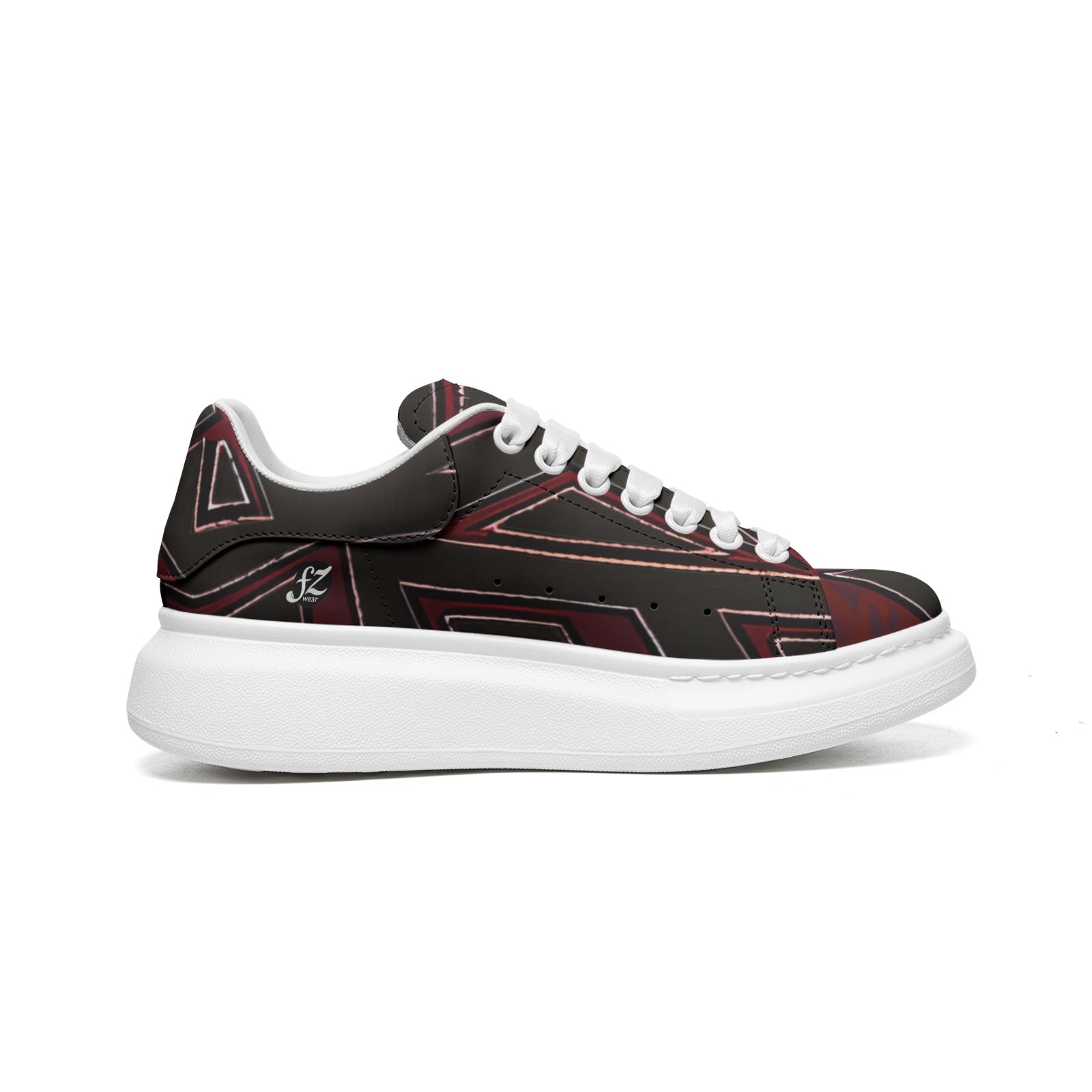 FZ Unisex Non Slip Lace Up Faux Leather Sneakers