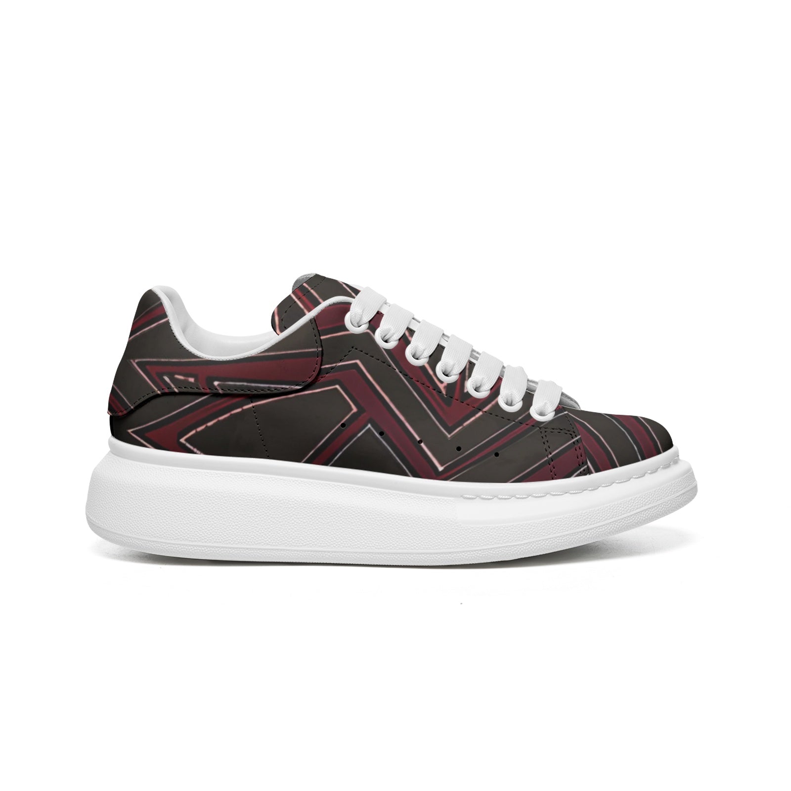 FZ Unisex Non Slip Lace Up Faux Leather Sneakers