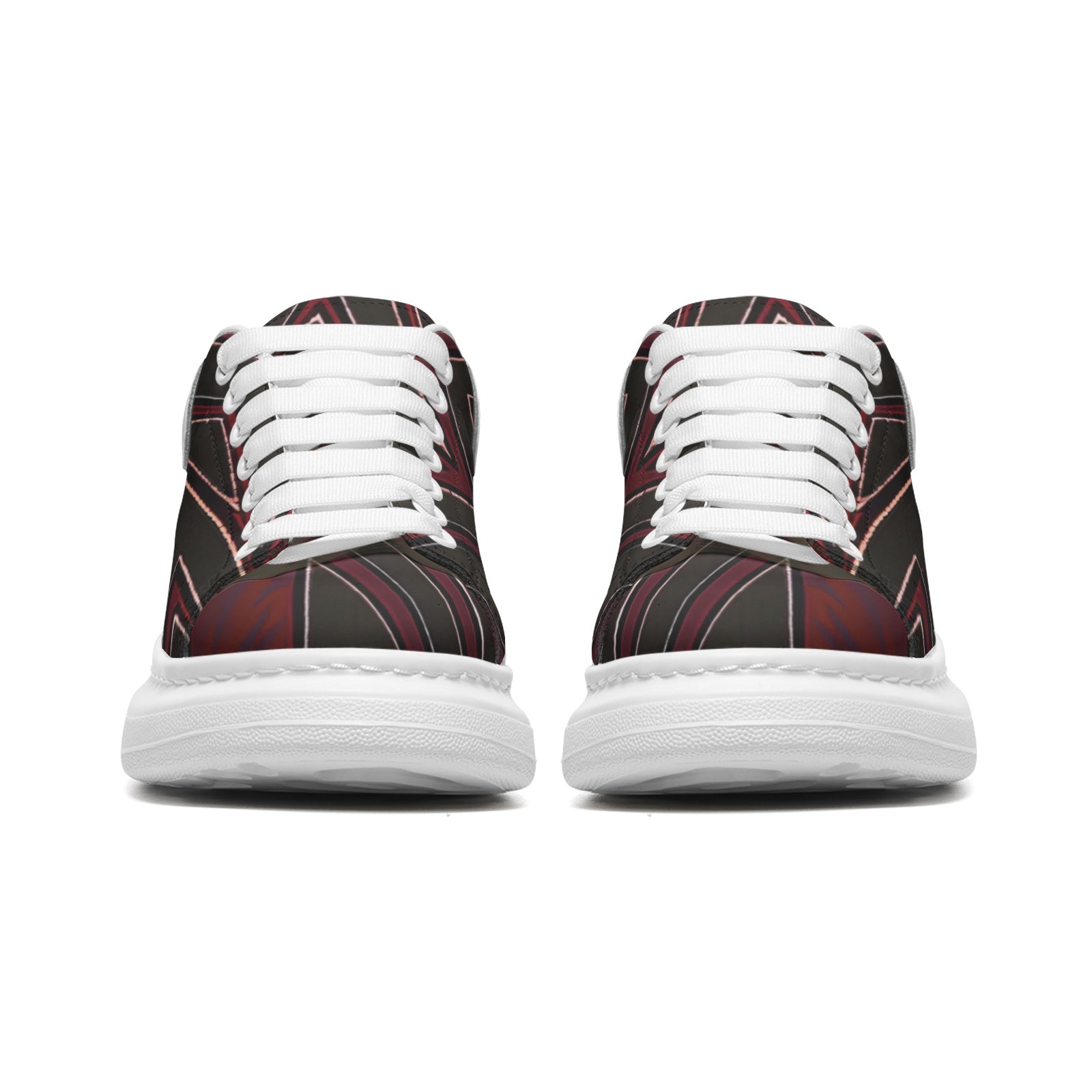 FZ Unisex Non Slip Lace Up Faux Leather Sneakers