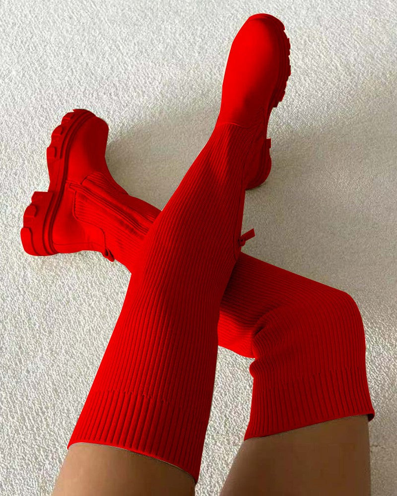FZ Women's Decor Knit Knee High Boots