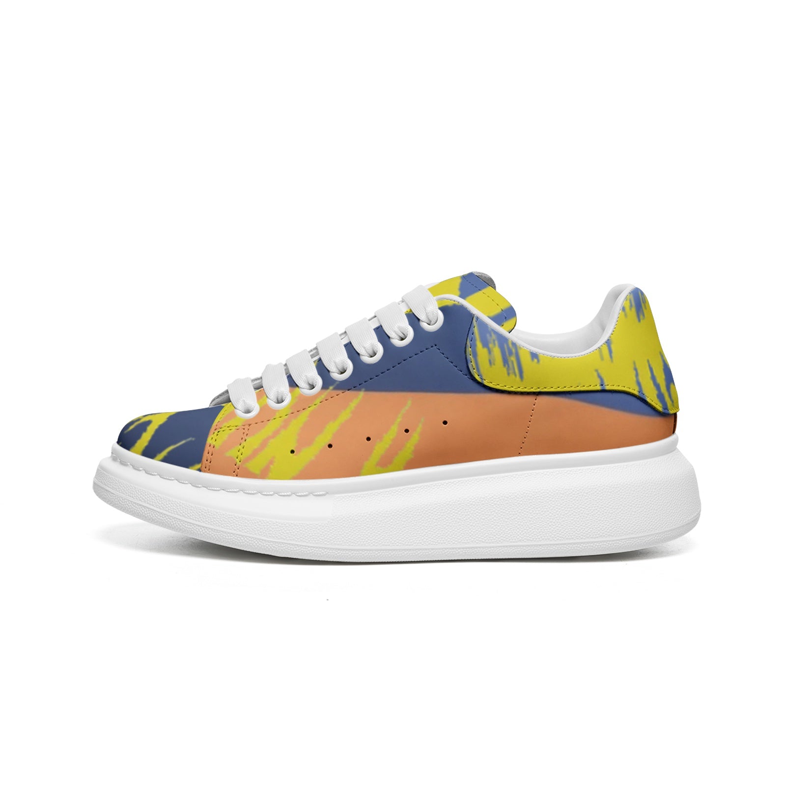 FZ Unisex Non Slip Lace Up Faux Leather Sneakers