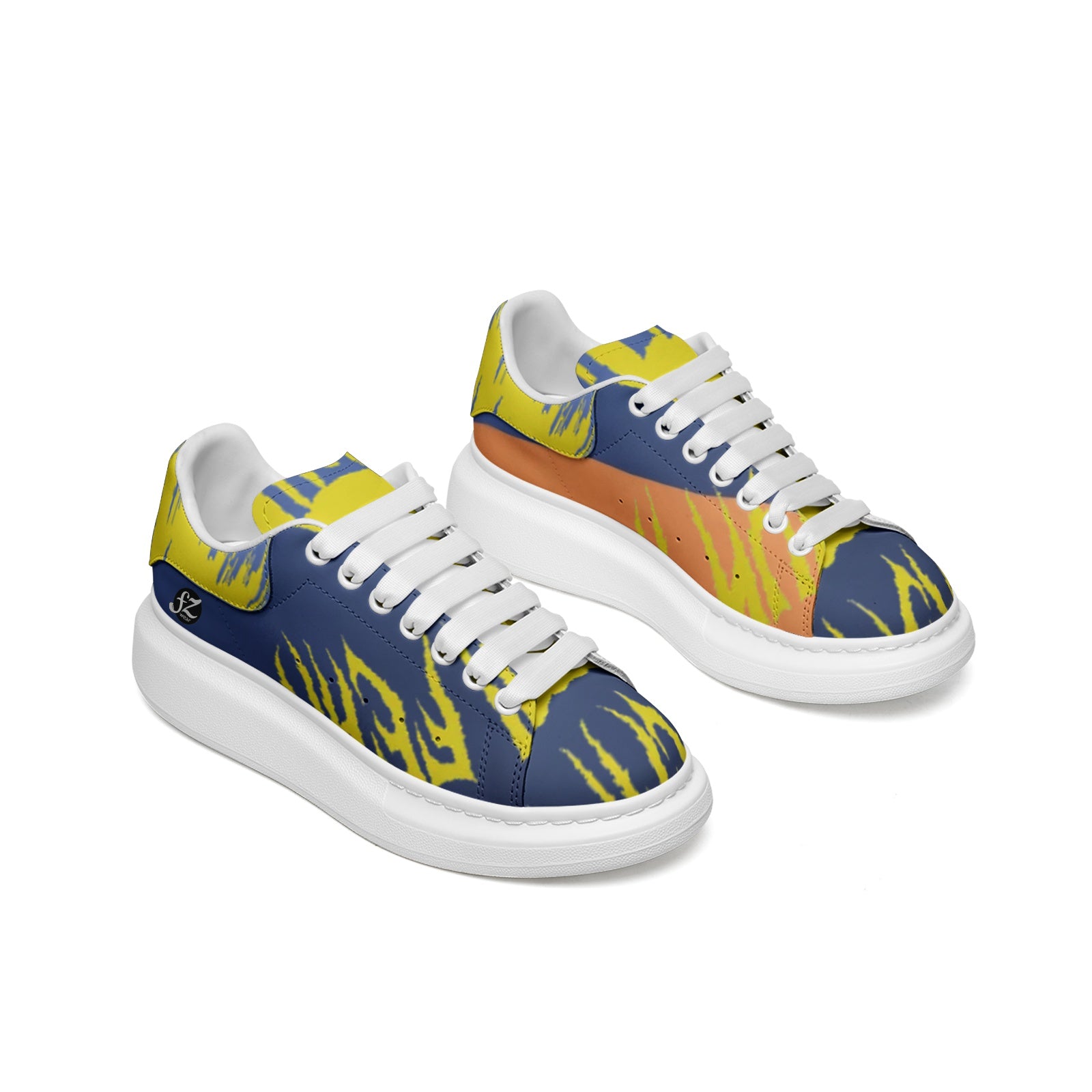 FZ Unisex Non Slip Lace Up Faux Leather Sneakers