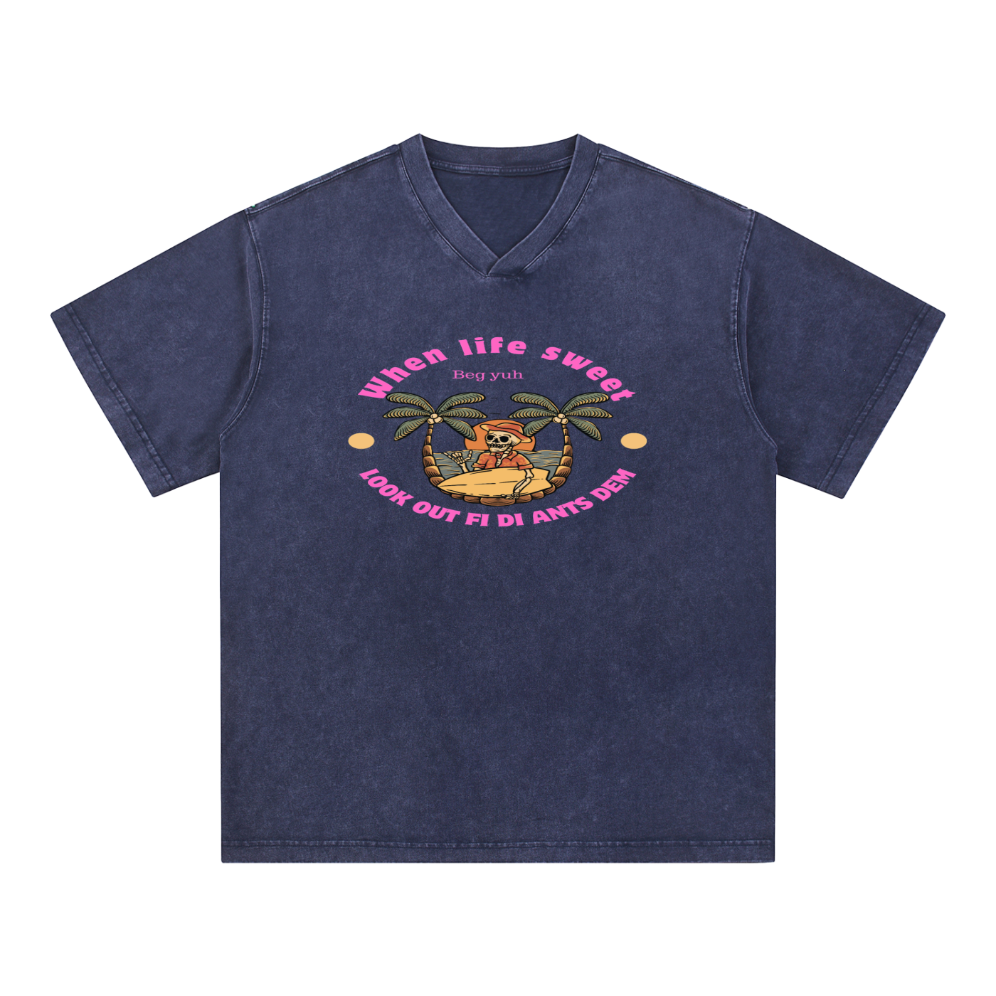 FZ Unisex Snow Washed V-Neck Cotton Tee