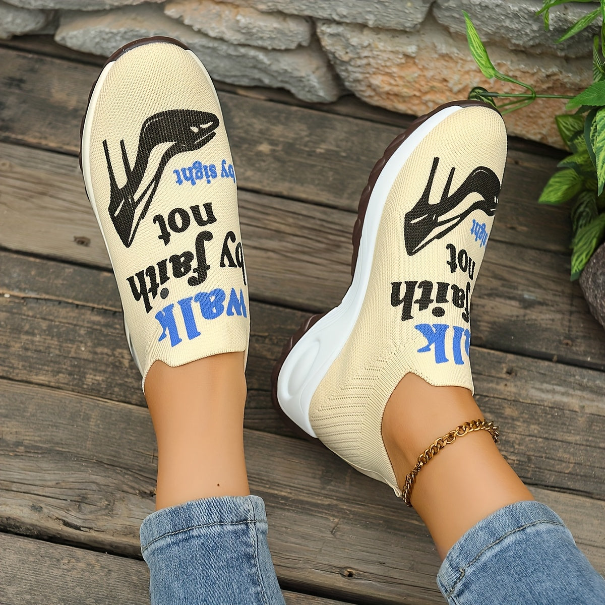 FZ Women's Knitted Breathable Classic Fashion Comfortable Leisure Sports Shoes