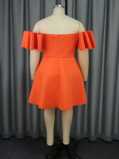 AOMEI Orange Backless Mini Evening Dress for Women 2024 Elegant and Sexy Off Shoulder A-line Dress Summer Street Expert Y2k FZwear