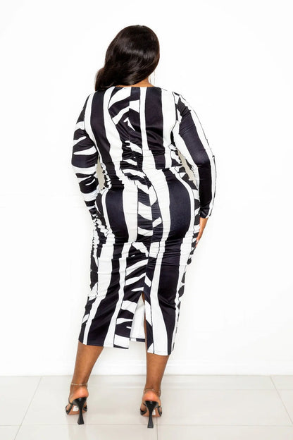 Animal print ruched bodycon dress CCWHOLESALECLOTHING