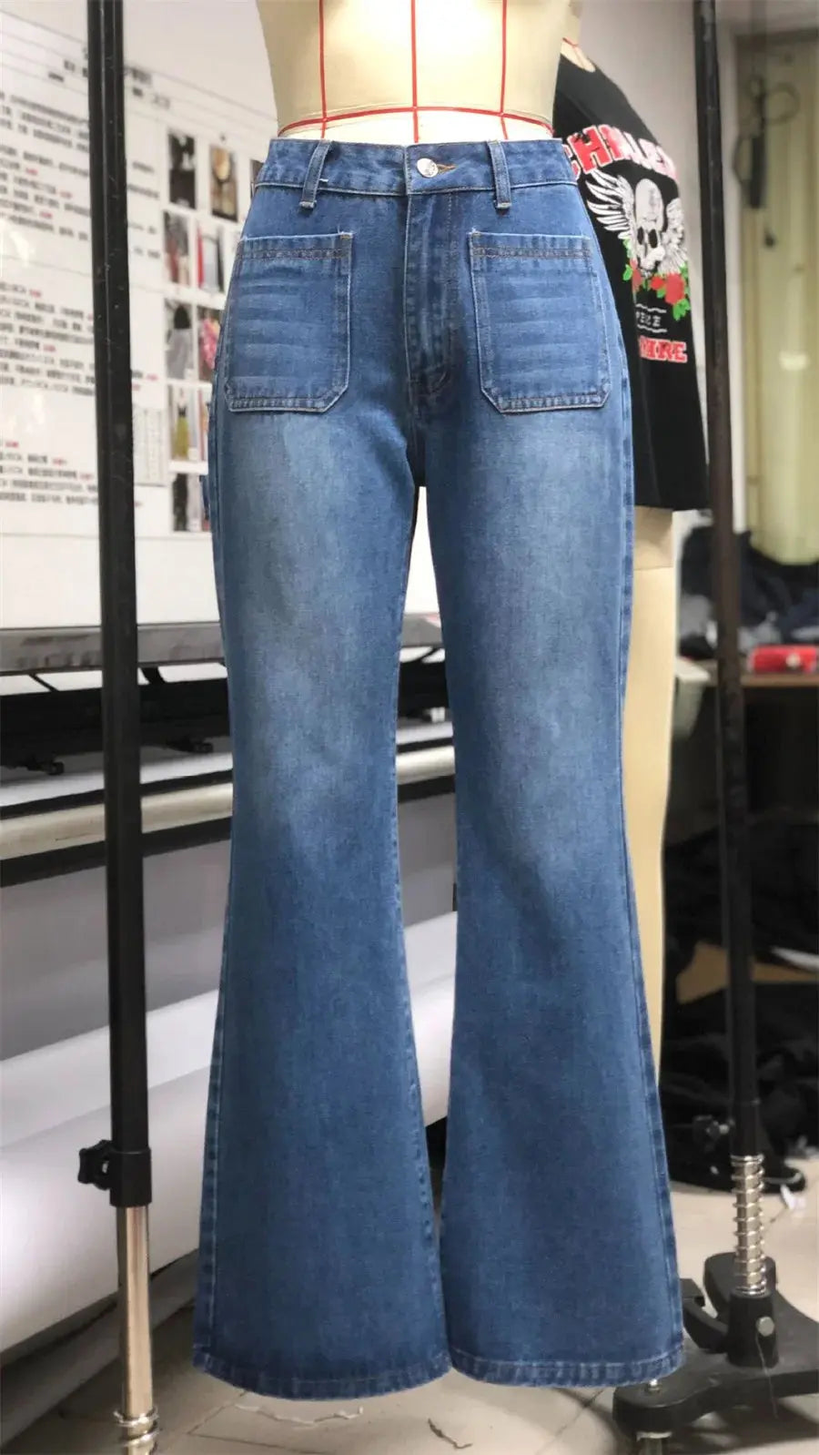 Benuynffy Vintage High Waisted Jeans Women's American Basic Straight Loose Denim Trousers Street Casual Mom Flared Pants FZwear