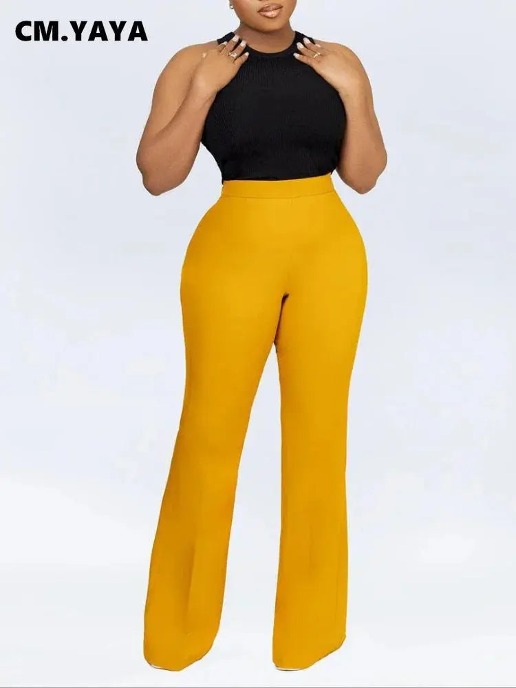 CM.YAYA Vintage Women Zipper Fly Back High Waist Straight OL Wide Leg Pants INS 2024 Winter Streetwear Fashion Classic Trousers FZwear