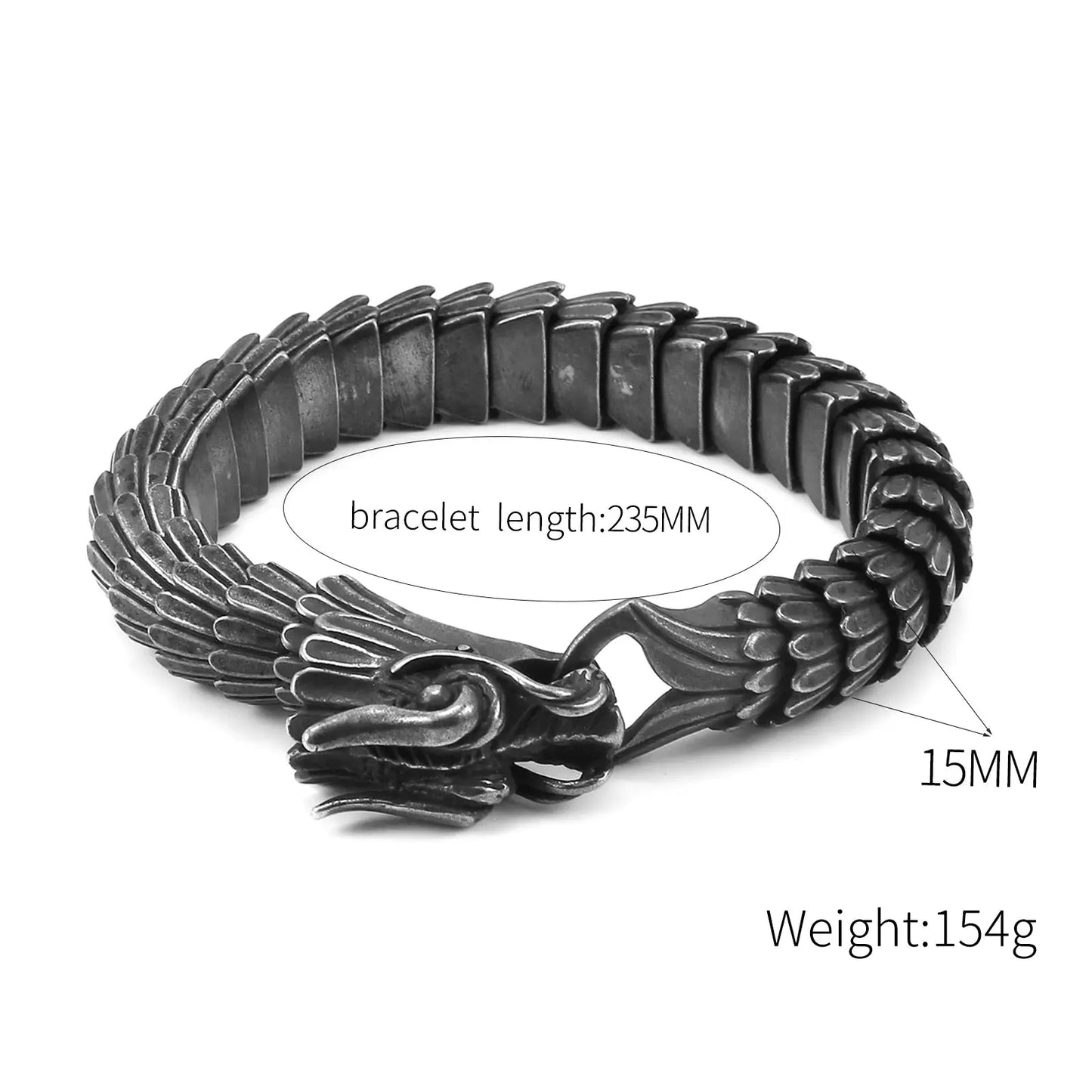 Dragon Buckle Snake Chain for Men Punk Black Bracelet Stainless Steel Jewelry Rock Accessories FZwear