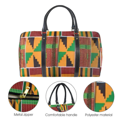 FZ African Print Travel Bag Custom Travel Bag-Large (Black Long Patch) (Model 1736) interestprint