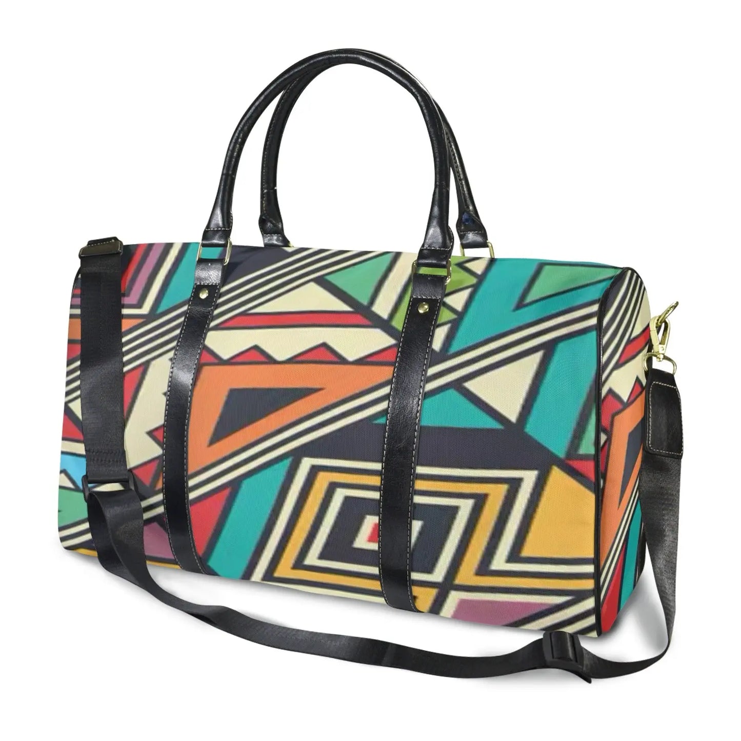 FZ African Print Travel Bag Custom Travel Bag-Large (Black Long Patch) (Model 1736) interestprint