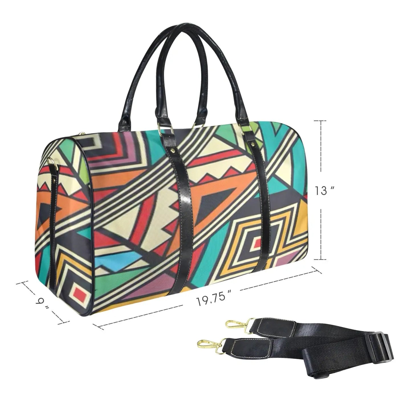 FZ African Print Travel Bag Custom Travel Bag-Large (Black Long Patch) (Model 1736) interestprint