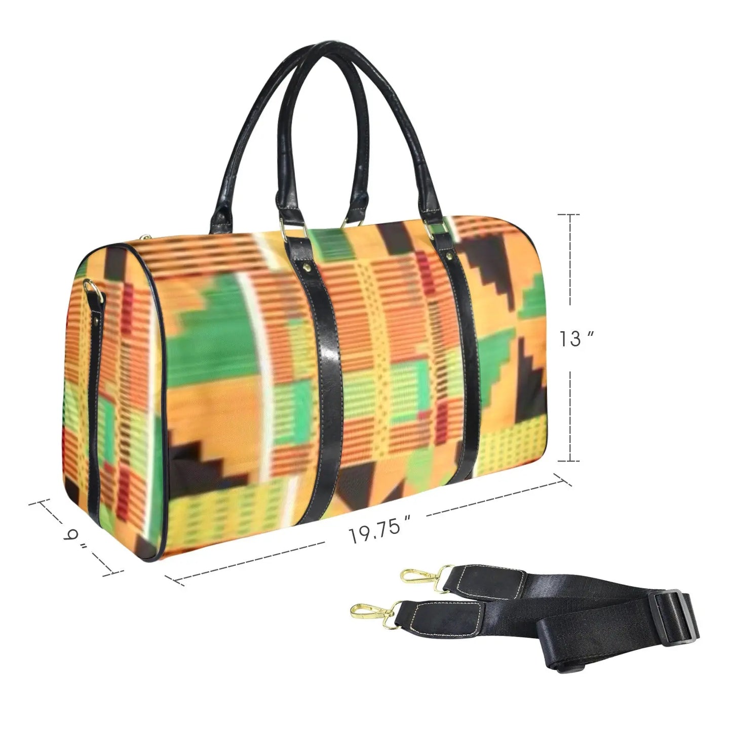 FZ African Print Travel Bag Custom Travel Bag-Large (Black Long Patch) (Model 1736) interestprint