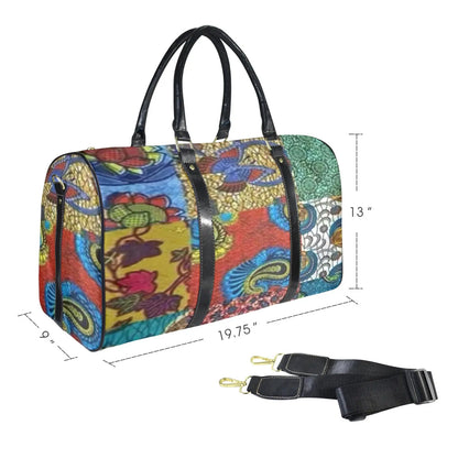 FZ African Print Travel Bag Custom Travel Bag-Large (Black Long Patch) (Model 1736) interestprint