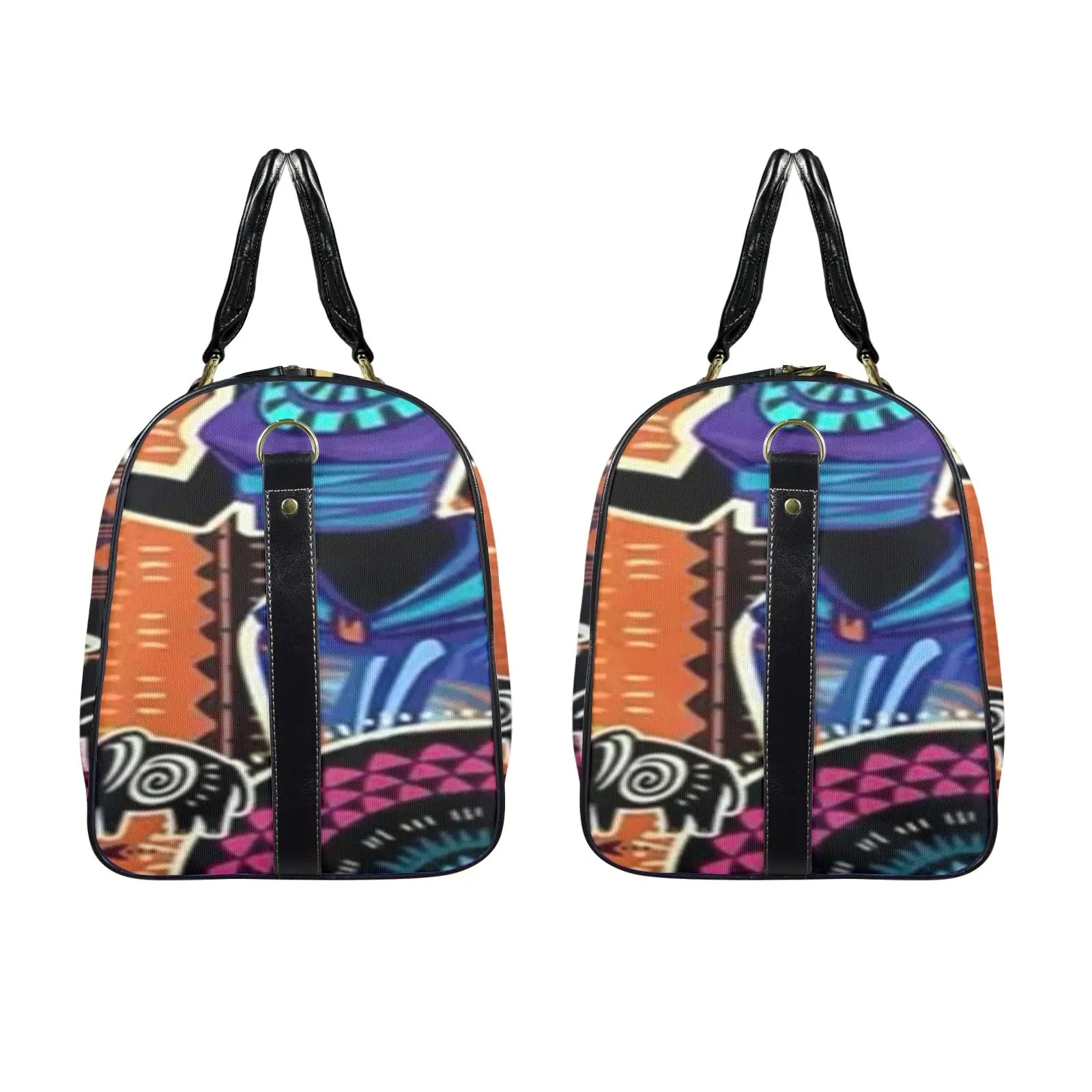 FZ African Print Travel Bag Custom Travel Bag-Large (Black Long Patch) (Model 1736) interestprint