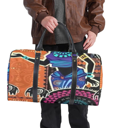 FZ African Print Travel Bag Custom Travel Bag-Large (Black Long Patch) (Model 1736) interestprint