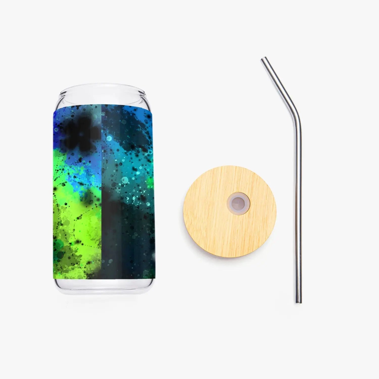 FZ Drinking Glasses with Bamboo Lid JetPrint