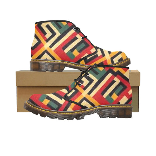 FZ WEAR BOOT - AFRICAN PRINT Men's Canvas Chukka Boots (Model 2402-1) interestprint