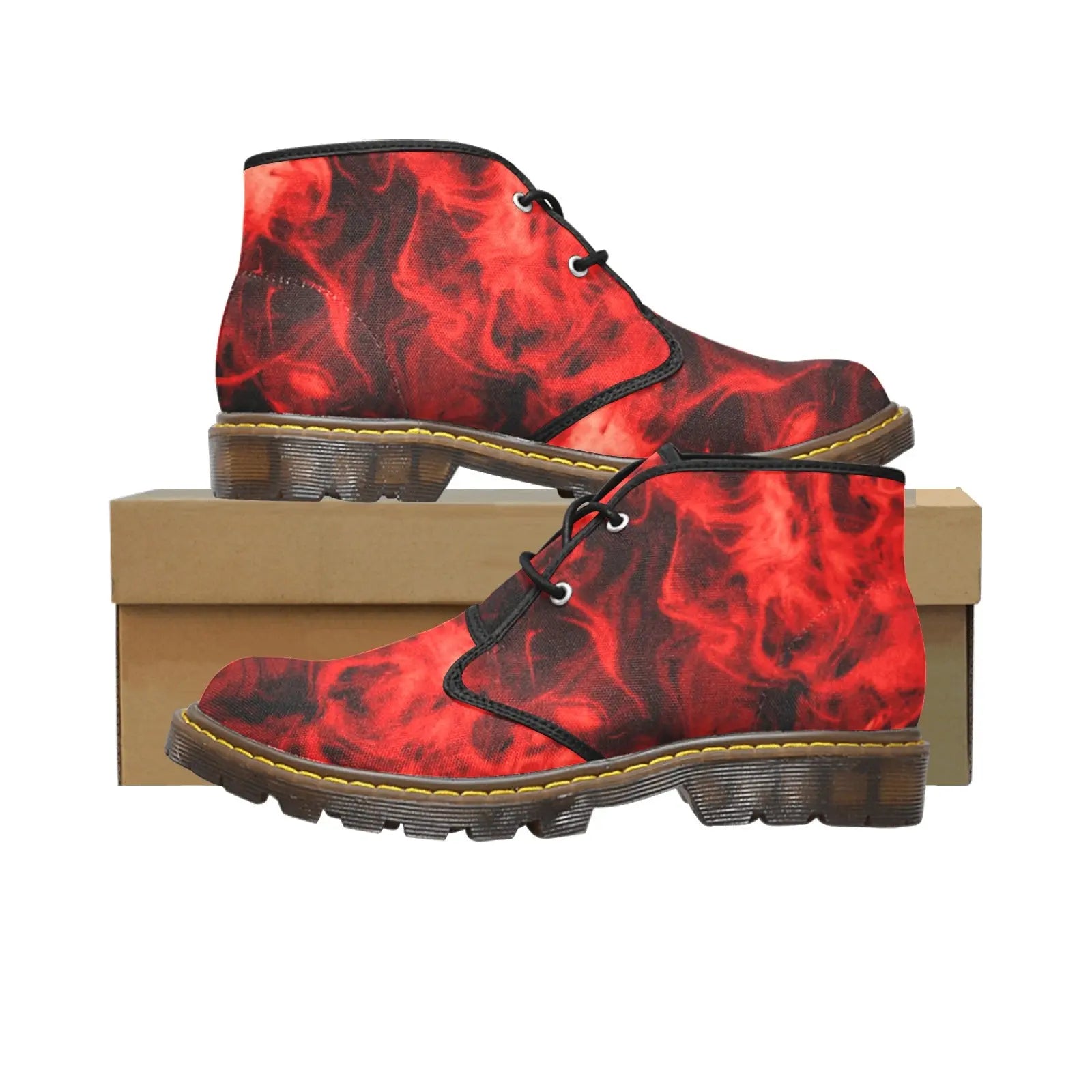 FZ WEAR BOOT - FIRE PRINT Men's Canvas Chukka Boots (Model 2402-1) interestprint