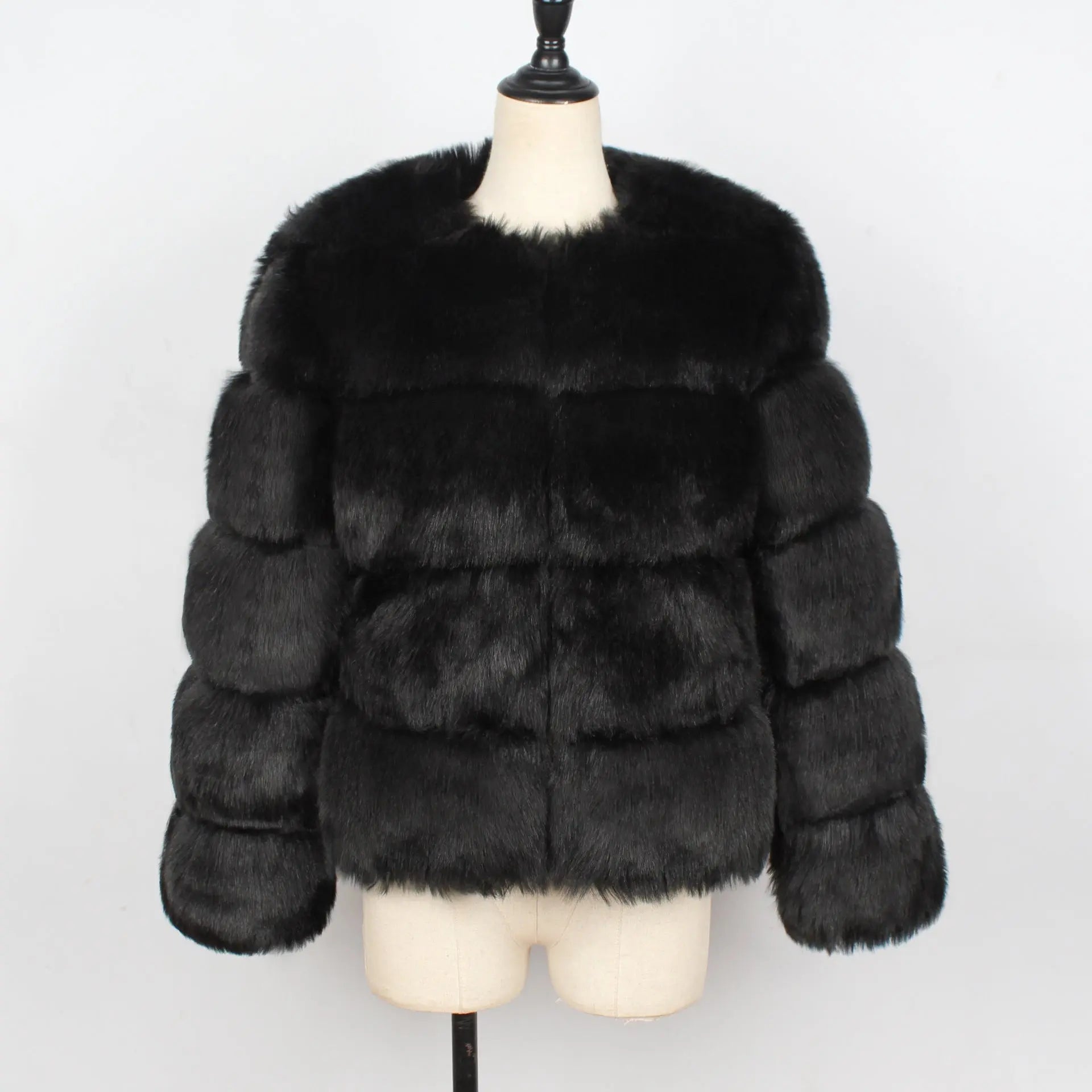 Fall Winter Faux Fur Cross Groove Coat Women Coat Fox Fur Short Overcoat Coat Richy