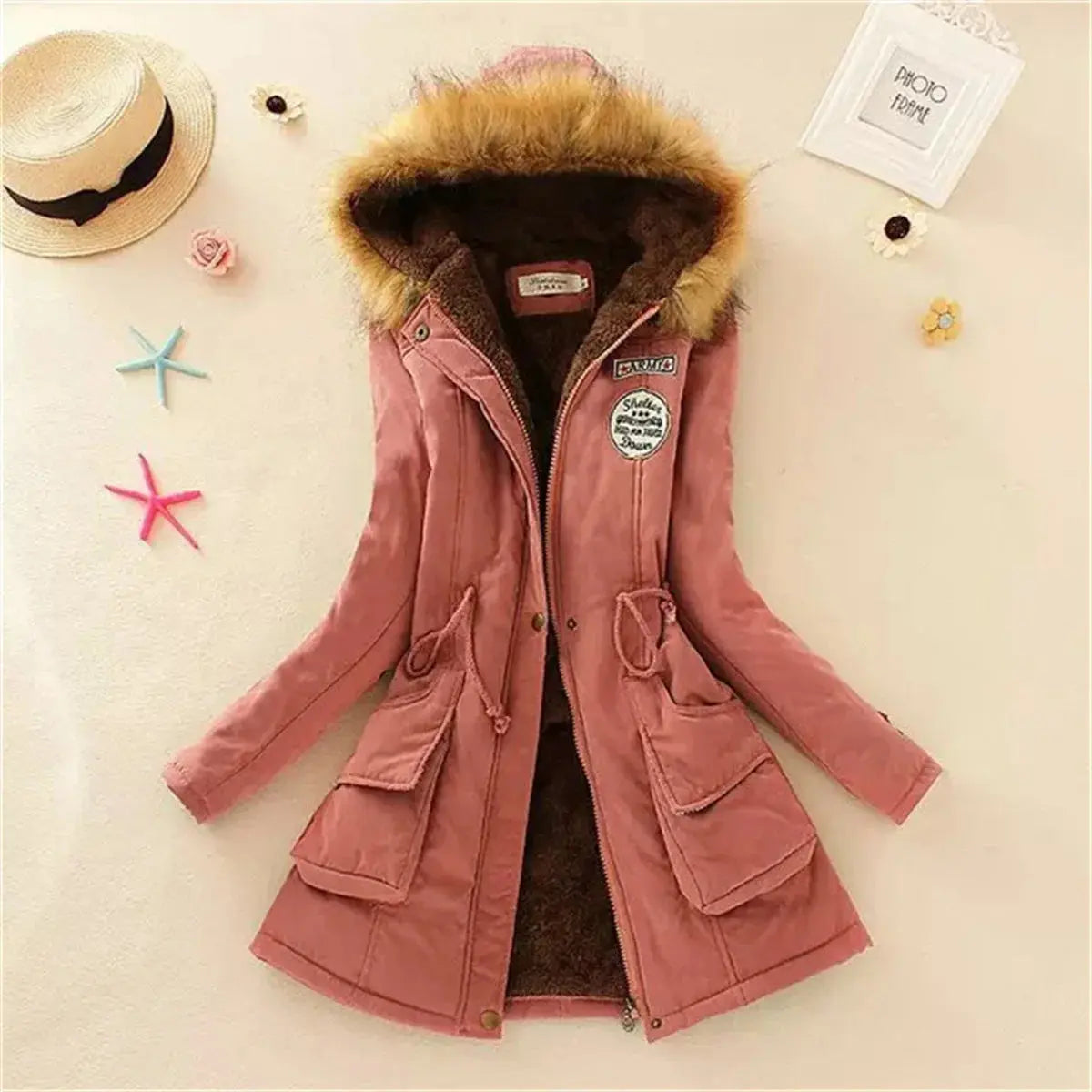 Fleece Lined Hood Down Jacket Winter Coat for Women Warm Drawstring Padded Parkas Korean Casual Streetwear Female Puffer Outwear FZwear